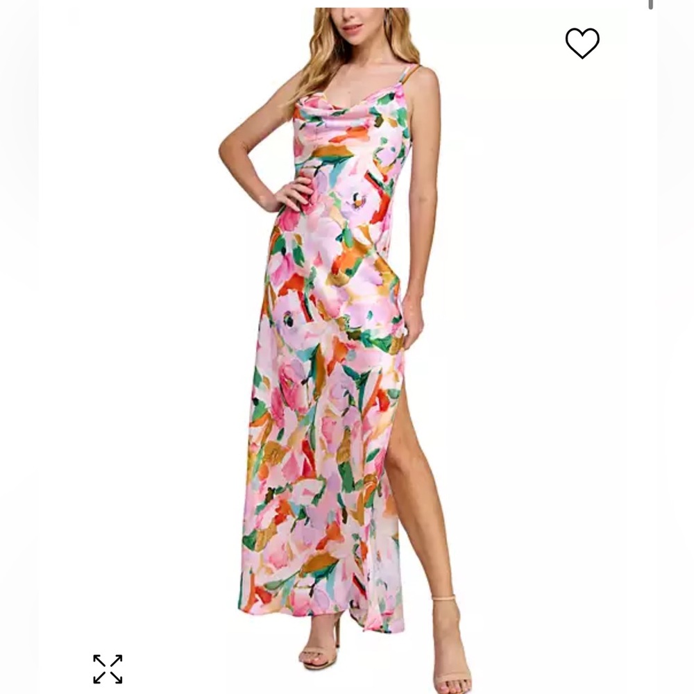 Morgan & Co Satin floral cowl neck maxi